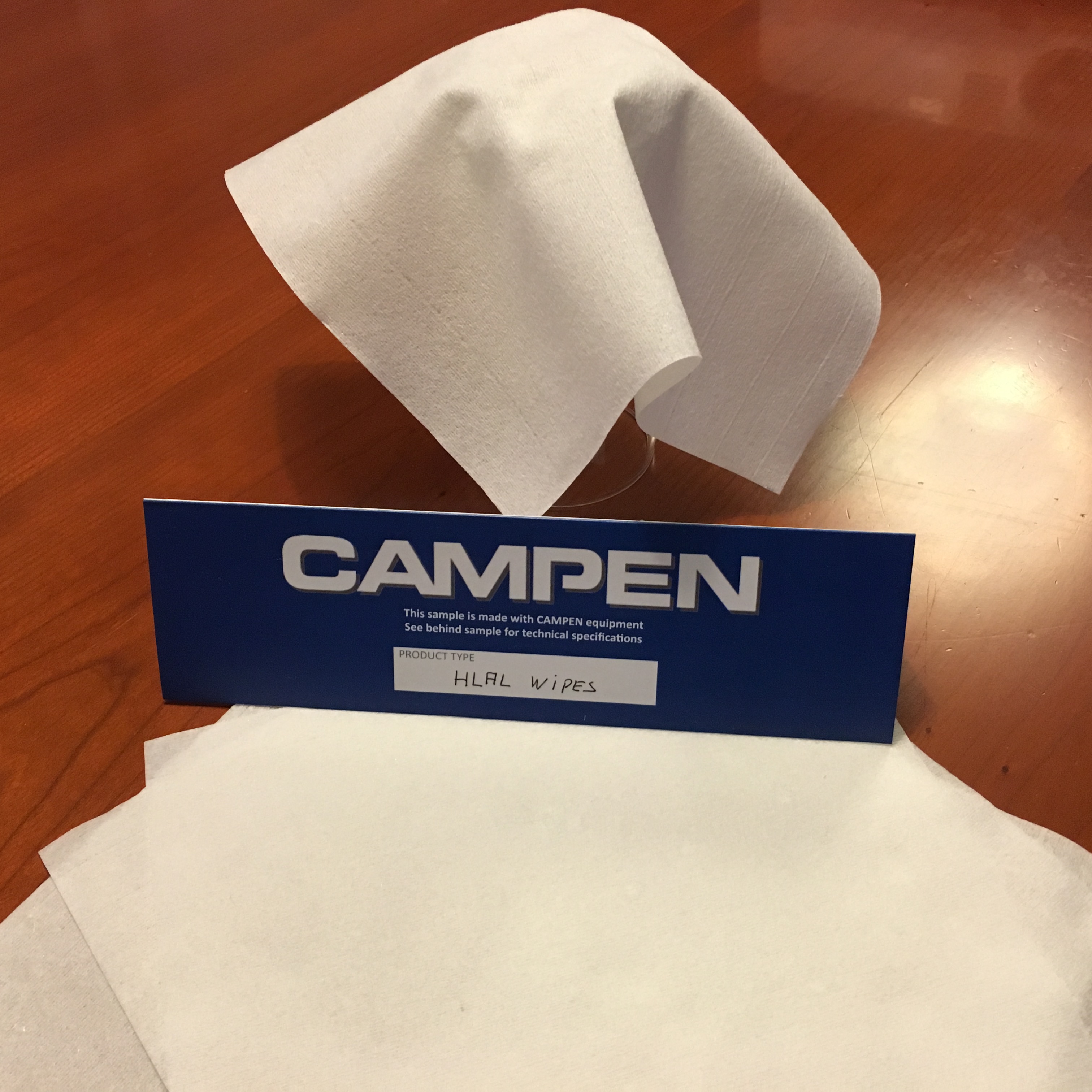 Campen Machinery A/S: Hydro Laced Airlaid Process (HLAL) nonwovens product for flushable wipes applications. © Campen Machinery A/S