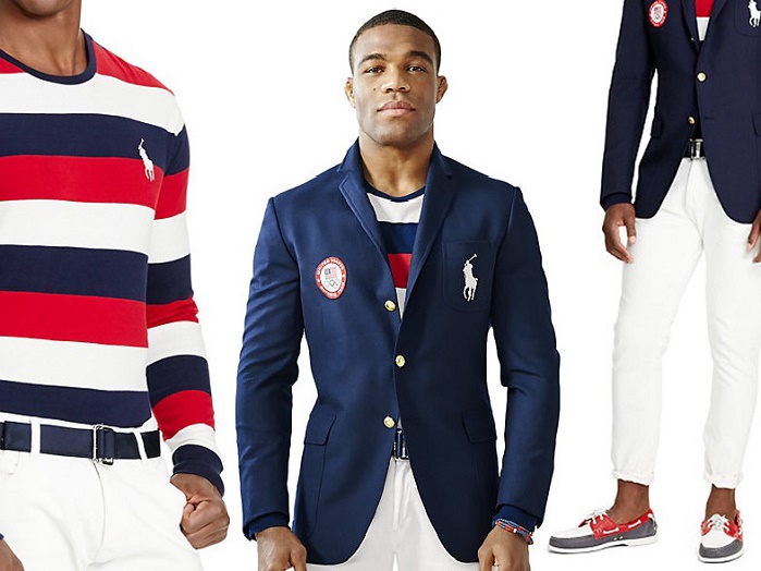 The sporty Team USA Ceremony T-Shirt is made of 100% combed cotton from Asher Fabric Concepts. © Ralph Lauren 