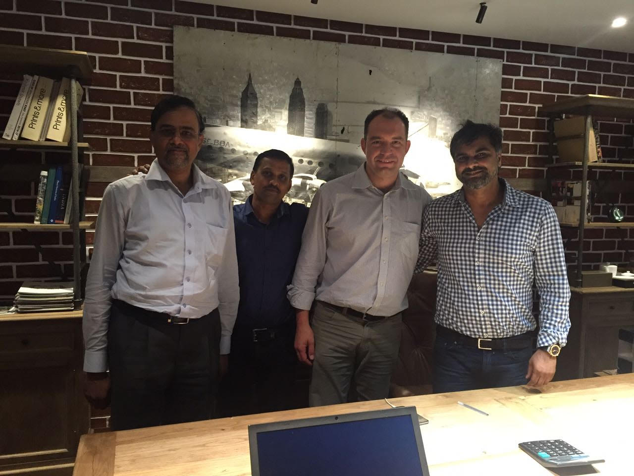 (from left): Mr Milind M. Choudhari (Senior Sales Manager, Voltas); Mr Raamnaath (Chief Engineer, Ganga Fashions), Mr Andrea Corgnati (Area Sales Manager, Brückner), Mr Sanjay H. Gangwani (Owner & Director, Ganga Fashions). © Brückner