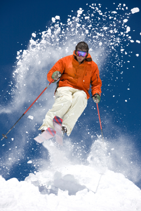 Skier in protective clothing