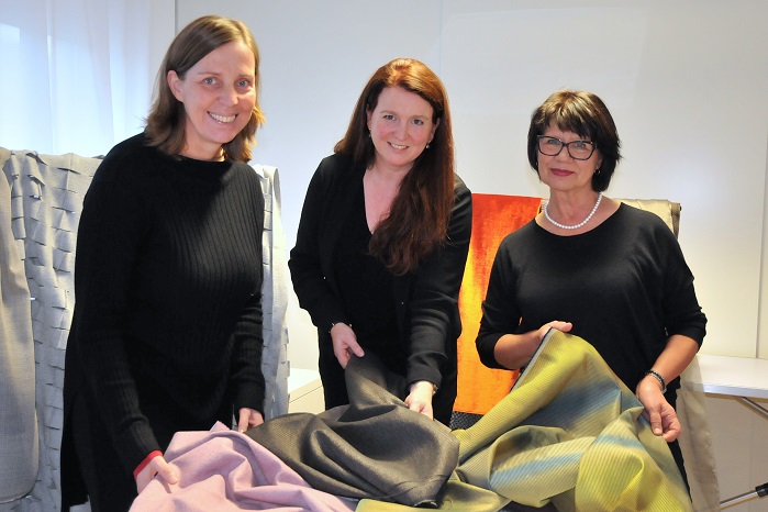 Trevira CS Fabric Competition panel members: Prof. Ulrike Kerber (University Ostwestfalen-Lippe), Martina Starke (BMW Design, ED-B-3) and Natalija Zimmermann (BZ.Bildung-Beratung-Innovation, Leipzig). © Trevira