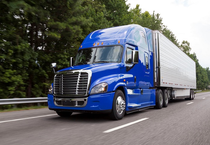 Freightliner Cascadia TM truck, with interior cabin shot of the sleeper cab. © Scott Bader 