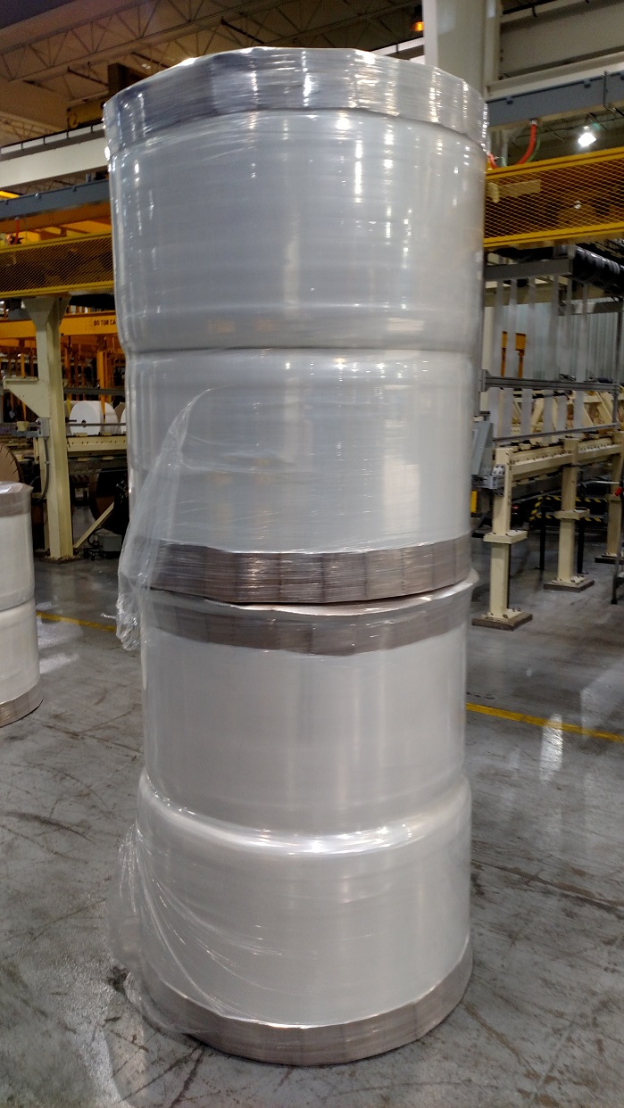 Large format spools packaged and ready for shipment. © Web Industries