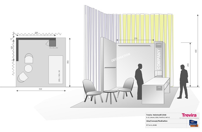 Design of Trevira’s joint booth at Heimtextil 2018. © Trevira GmbH / BZ.BBI