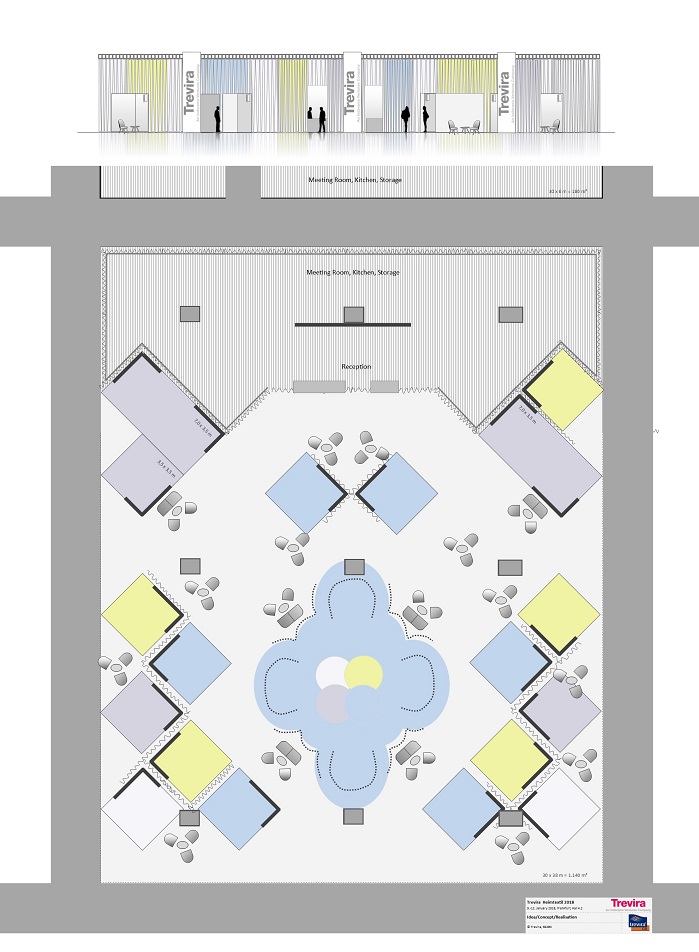 Design of an individual stand at Heimtextil 2018. © Trevira GmbH, BZ.BBI