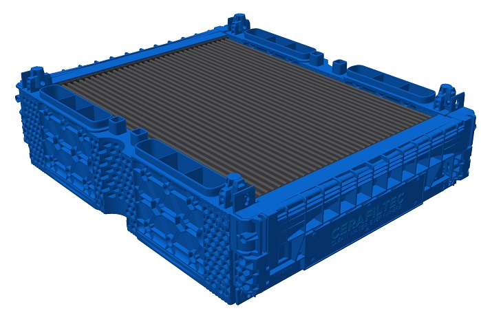 Cerafiltec took advantage of an extended temperature version of the Noryl resin to offer a hot-water (red-coloured) module, as well as a cold-water (blue-coloured) version. © Sabic