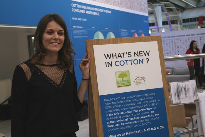 Julie Portal of Proneem at the ‘What’s New in Cotton?’ showcase in Frankfurt.