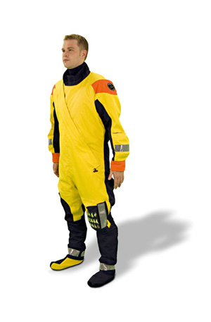 Whilst helicopter transportation is safe, the potential for a helicopter accident over water can have serious consequences. A survival suit is designed to improve the wearer’s survival in this life threatening environment. The new helicopter passenger survival suit “1000 Series” by Survival-One provides optimum performance and protection to the wearer. The climate regulating OutlastÂ® lining offers excellent thermal comfort inside the suit. Photo: Survival-One