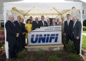 Leading producer and processor of multi-filament polyester and nylon textured yarns Unifi Inc. marked the dedication of its Yadkinville, N.C., facility to late founder, G. Allen Mebane IV on Tuesday, 26 April.