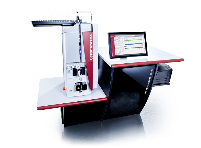 Uster Tester 6 incorporates the Total Testing Center, for centralised analysis of data from connected Uster testing and monitoring instruments. © Uster Technologies