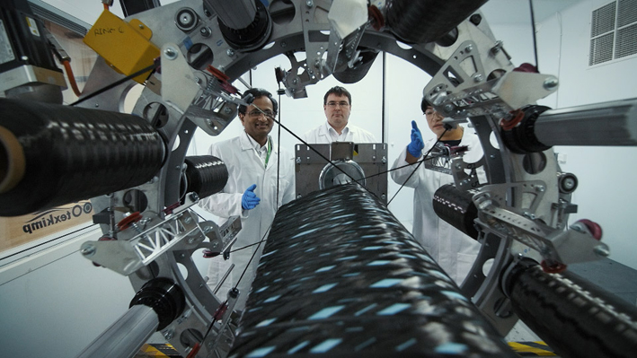 Left to right: Professor Prasad Potluri, Andy Whitham and Dr Yan Liu. © Cygnet Texkimp