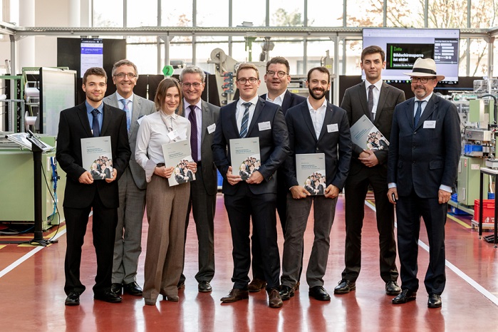 Pictured from left to right are: Eric Otto, Professor Thomas Gries, Susanne Fischer, Prof. Klaus Meier, Dr Benjamin Weise, Professor Gunnar Seide, Alon Tal, Jan Merlin Abram, Peter D. Dornier. © VDMA