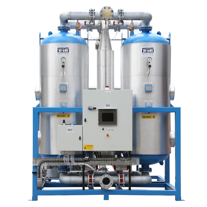Typical desiccant air dryer from the Hi-line range of compressed air products. © Hi-line Industries